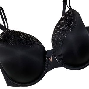 Victoria's Secret Lined Perfect Coverage Black Dotted Underwire 32DDD Bra
